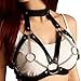 Leather Bra CageStyle Shoulder Strap,Chest Harness for Women Fashion Goth,Punk Black Leather Chest Harness Body Waist Chain Belt Rave Nightclub Belly Bra Jewelry Accessor for Halloween Carnival