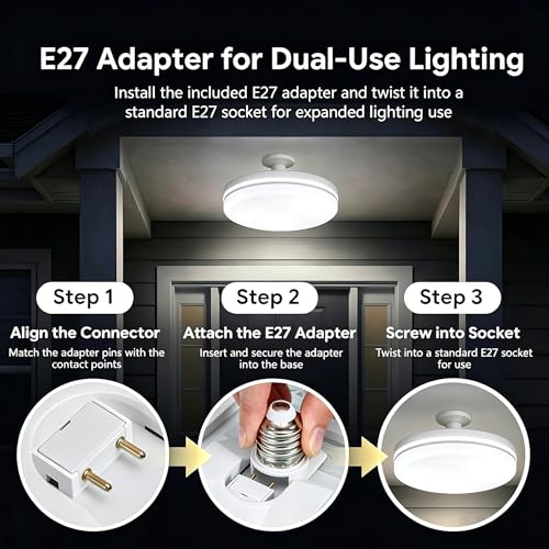 NCBNCB E27 UFO LED Camping Light Bulb,5000LM 30W 195W Equiv 7Inch 8500K White Light,4000mAh USB Rechargeable Tent Lantern Magnet Hook SOS,Portable Emergency Light Camping Garage Power Outage Household - image 3