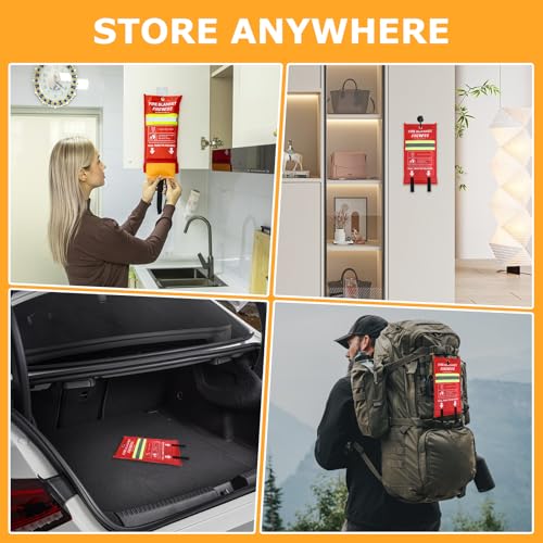 Image of Emergency Fire Blanket, Flame Retardant Fire Blankets Emergency for Home, Kitchen, Car, Office, Grill (Silicone-1pack)