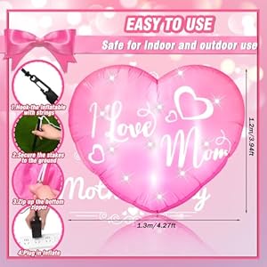 VIHOSE 3.9 Ft Mother's Day Inflatables Decoration I Love Mom Blow Up Decor Heart LED Lights Inflatable Decor for Outdoor Yard Garden Lawn Decoration Mom Gifts Party Supplies VIHOSE 39 Ft Mothers Day Inflatables Decoration I Love Mom Blow Up Decor Heart LED Lights Inflatable Decor for Outdoor Yard Garden Lawn Decoration Mom Gifts Party Supplies