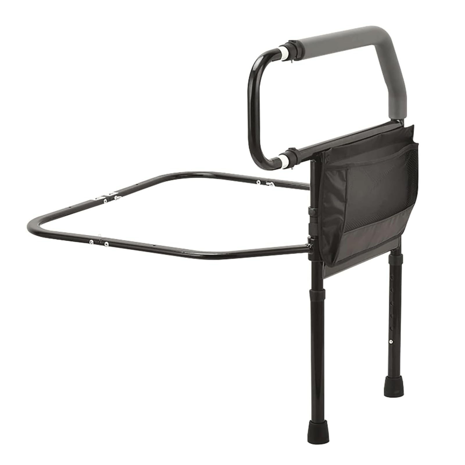 Barrière de lit contre les chutes nocturnes avec cadre en acier rigide et pochette pratique
