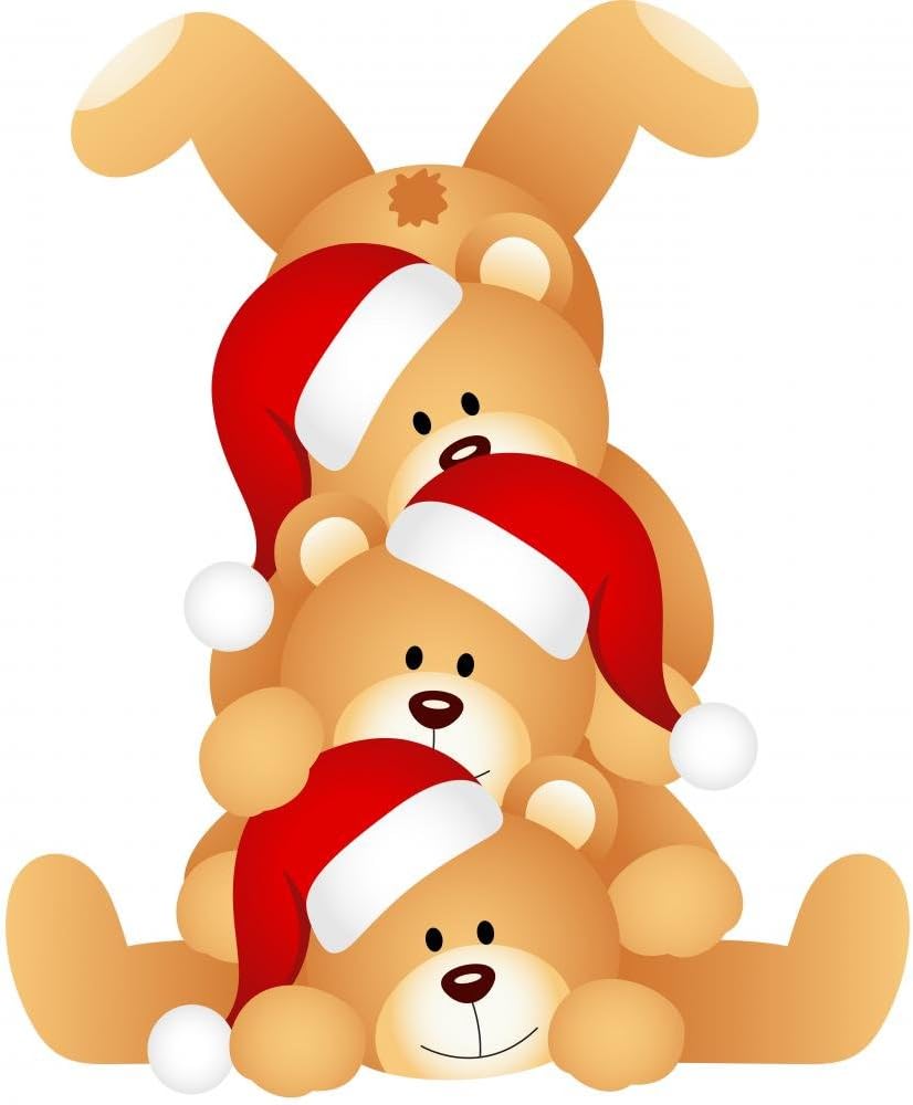 Wallmonkeys Stack of Christmas Teddy Bears Wall Decal Peel and Stick Graphic WM115848 (18 in H x 15 in W)