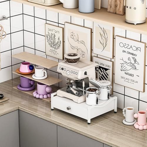 Support robuste en acier au carbone blanc avec tiroir dosettes de café L