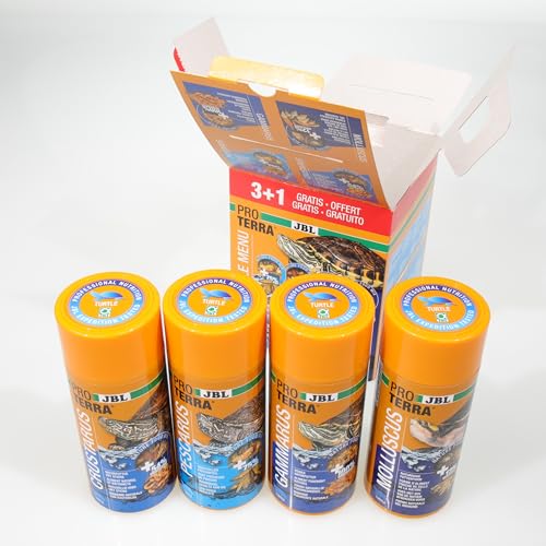 JBL Proterra Turtle MENU 250ml 3+1 Futtersortiment aus 4 Sorten für alle Wasser- und Sumpfschildkröten 1000 ml MENU