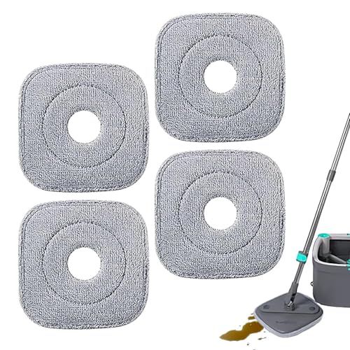 Cabezal De Fregona De Microfibra | 4 Piezas Paños de Microfibra,Almohadilla Cuadrada Absorbente para Limpieza Profunda de Suelos de Madera Cocina Hogar