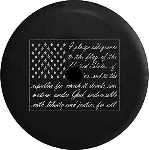 JL Spare Tire Cover Pledge of Allegiance - American Steel Spare Tire Cover with Backup Camera Hole BUC (Fits: JL Accessories 2018+) Size 32 Inch