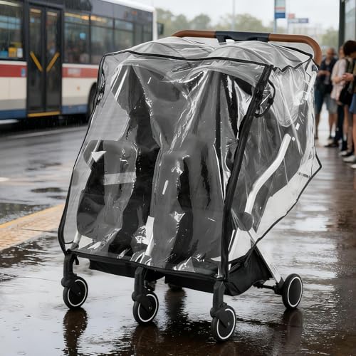Protection pluie pour poussette double transparente et respirante
