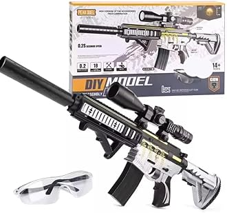 Electric Automatic Water Blaster With (3,000) Gel Soak Water Bullets, 18m Shooting Range, DIY Assembly Gun Aged 14+, HD Scope & Mode Switch. Gel Bullet Shooting, Outdoor Play & Summer Games. (SLIVER)