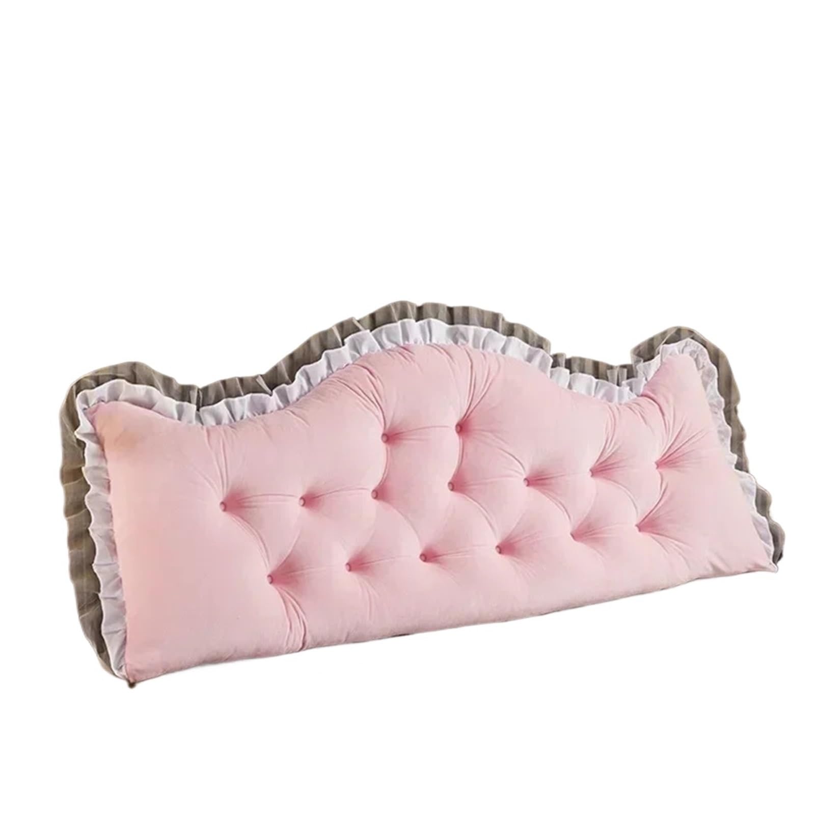 LPATEBCVU Ruffle Bed Backrest Tatami Plush Cushion Soft Lace Headboard Neck Reading Pillow Body Bedside Back Bed Large Backrest Support Bolster(Color2,90X50cm)