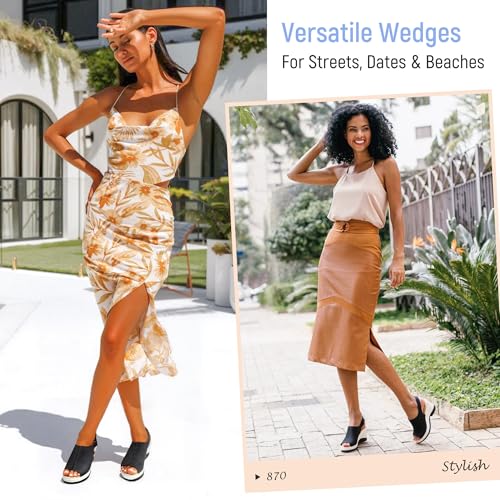 Jeossy Women's Platform Wedge Sandals Slip On 825 Peep Toe High Heel Sandals2