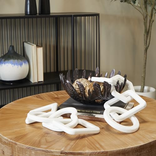 Conjunto de 2 esculturas decorativas de madera blanca CosmoLiving miniatura 5