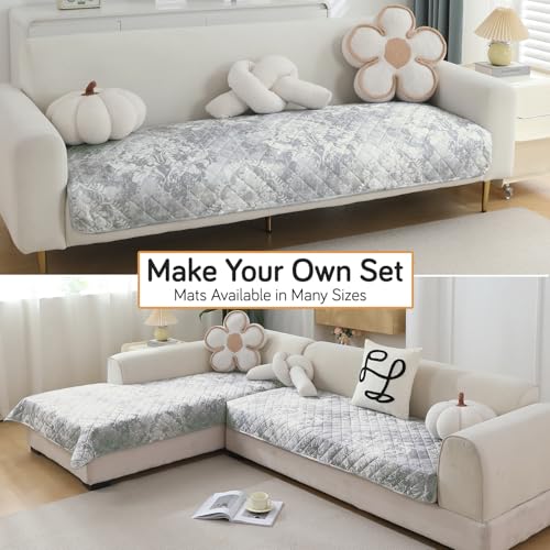 Image of HOKIPO Printed Waterproof + Anti-Slip + Quick Dry Sofa Seat Mats, Motifs Cloud Grey - Length 110cm (AR-5230-P4)