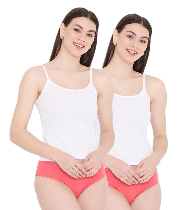 SS01 100% Cotton Slender Strap Camisole Inner Slip Combo Set for Womens with Bio-wash and Enzyme Finish Treatment-image-47