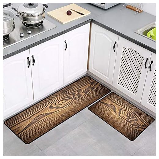 Insun Alfombras para Cocina Baño Moderna Absorción de Agua Felpudo Lavable a Máquina Antideslizantes Patrón de Madera Rústica Estilo 6 40x60cm
