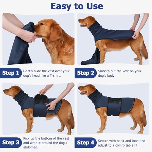 Chaleco de ansiedad BARKLESS para perros con capucha ajustable gris m 8
