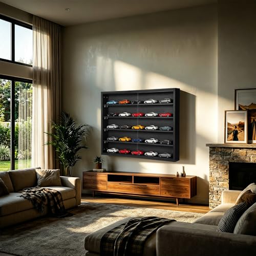 Image of Large Car Display Case, PKHROR Oversized Diecast Car Display Frame with UV Protection, Wall Mount for Toy Cars and Collectible Models, Black