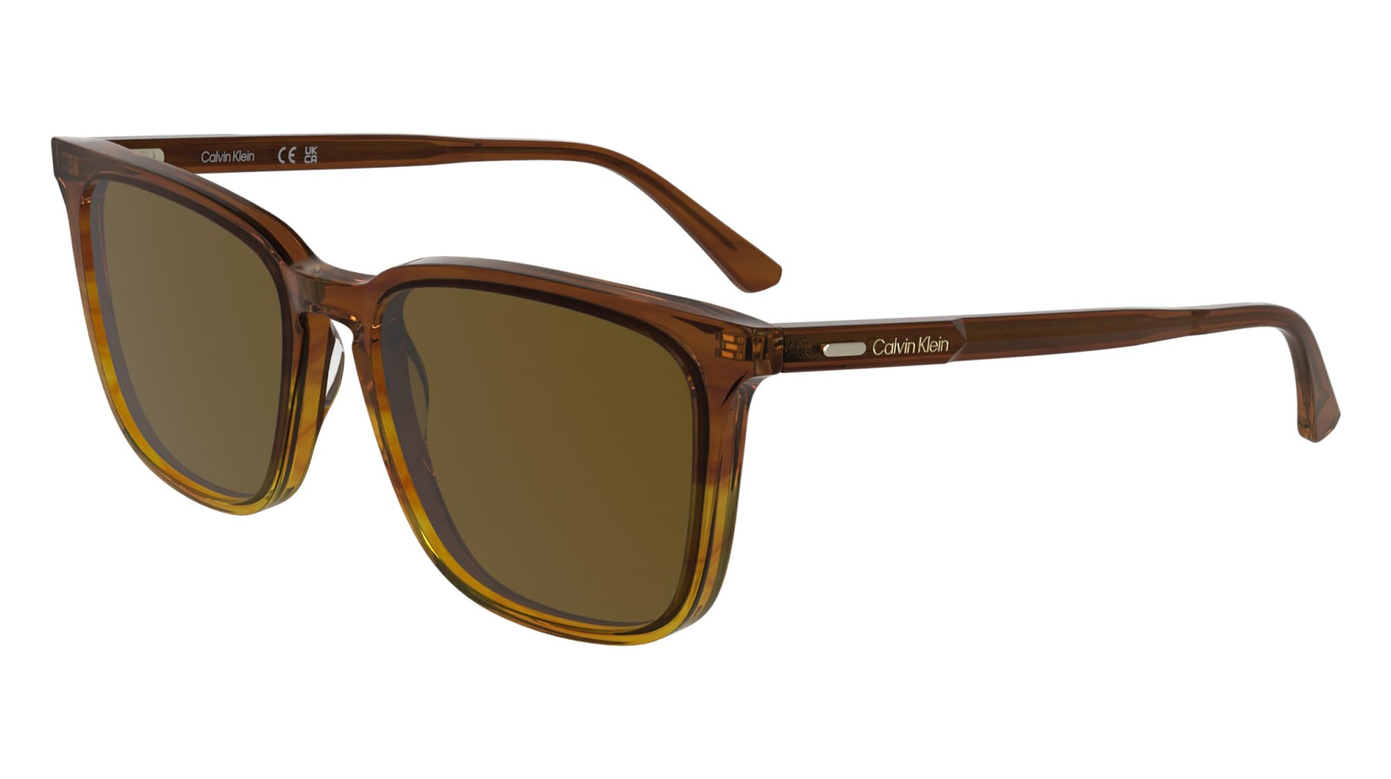 Calvin Klein Men's Sunglasses CK25507S - Striped Brown with Solid Brown Lens