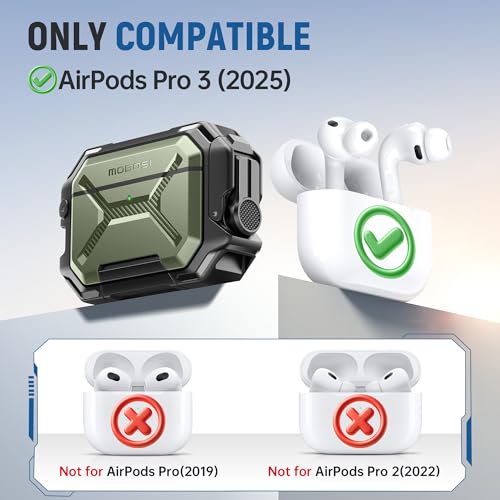 Image of MOBOSI for AirPods Pro 3 Case [IP68 Waterproof Case for iPods Pro 3&Compatible with MagSafe] Military Grade Protective Earpods Pro3 Cover with Secure Lock, Keychain & Phone Stand (2025),Green