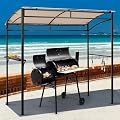 Moccha 7x4.4ft Grill Gazebo, Outdoor BBQ Gazebo with Storage Shelf, Hanging Hooks, Beer Opening Setting, Heavy-Duty Metal Frame, Grill Canopy Tent Sunshade Awning for Backyard, Patio, Garden, Beige