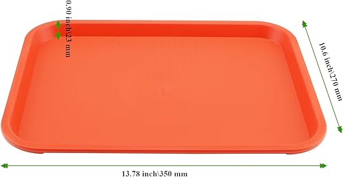 Miniatura 2 de Paquete de 15 bandejas de comida rápida naranja de 14 x 10 pulgadas, bandejas rectangulares grandes para servir restaurante, bandejas de plástico
