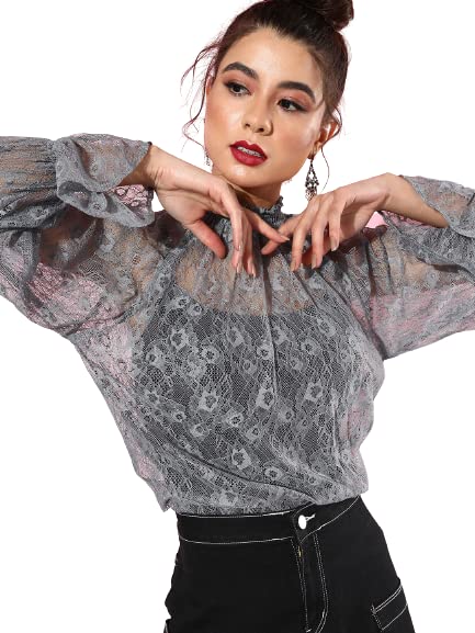 Women Grey Self Design Tops-image-15