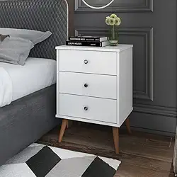 Mesa de Cabeceira Mix 3 gavetas Branco