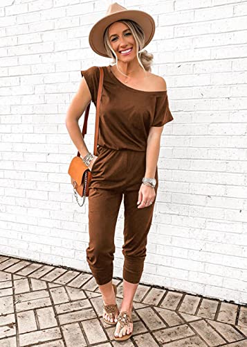 Image of PRETTYGARDEN Jumpsuits for Women 2026 Summer Dressy Off Shoulder Romper Spring Vacation Travel Lounge Outfits Clothes
