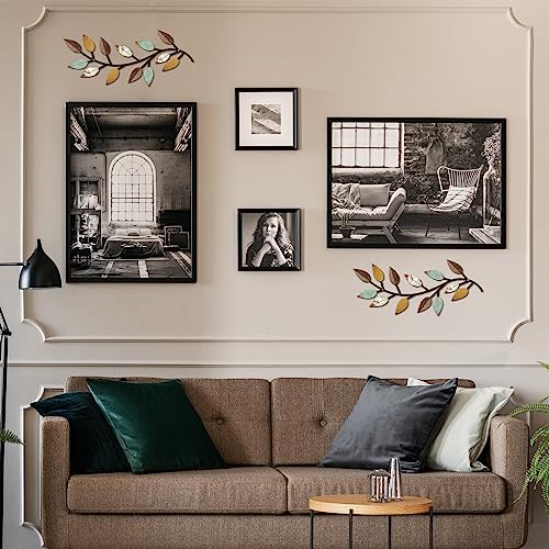 Zhengmy 2 Pieces Metal Tree Leaf Wall Decor Vine Olive Branch Leaf Wall Art Wrought Iron Scroll Above The Bed thumb #2