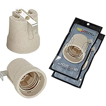 ISOLATECH 2pcs E27 grigio ceramica presa con staffa di montaggio/staffa interna (max.250V/4A) lampadina per la casa bagno cucina frigorifero presa titolare installare resistente al calore