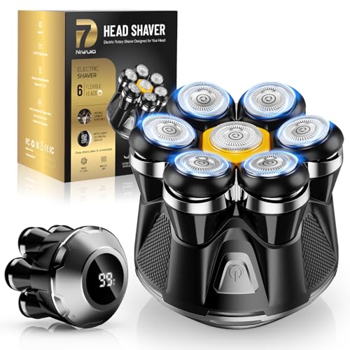 NIWUIO Head Shaver for Bald Men: Electric Bald Razor -IPX7 Wet & Dry Shaving- Ergonomic Grip-7 Floating Heads for Ultimate Comfort - Rechargeable Grooming Kit for Scalp/Face/Beard