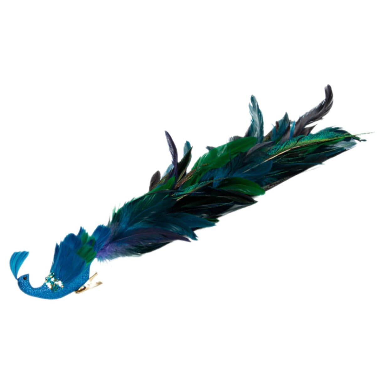 TOPBATHY 3St Weihnachtsbaumanhänger simulierter Blauer Pfau mit langem Weihnachtsdekorationen (2er-Pack) Weihnachtsvogelfigur Pfauen-Clip-Ornament Baumschmuck zum Anklipsen