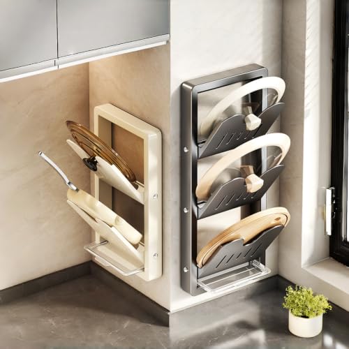 Soporte para tapa de olla plegable que elimina el desorden 3