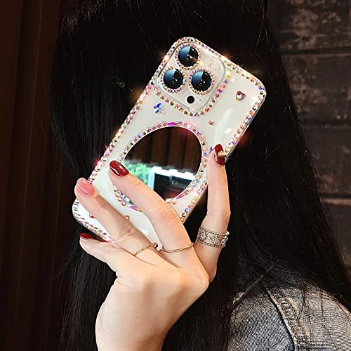 Étui iPhone en silicone transparent BSAPP avec miroir diamant pour modèles 11 à 13 Pro Max