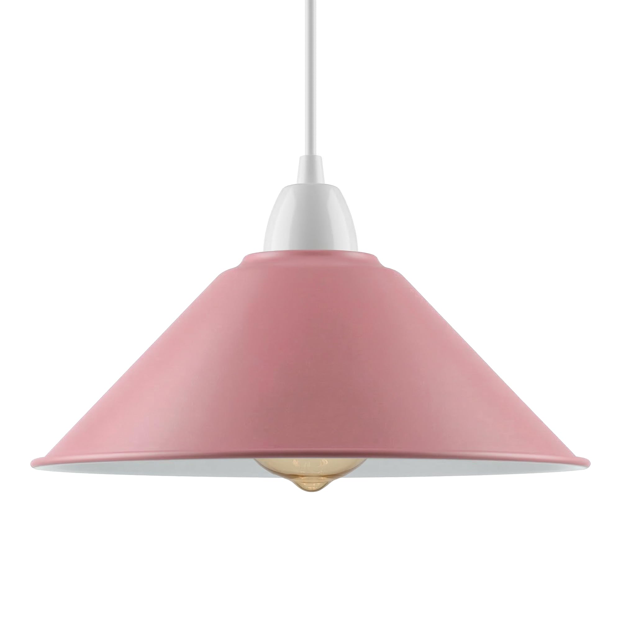 LEDSone Industrial Metal Lamp Shade 22cm Wide, 8cm Height,Vintage Cone Pendant Light Cover, Modern Retro Ceiling Lighting for Kitchen, Dining Room Easy Fit Light Shade