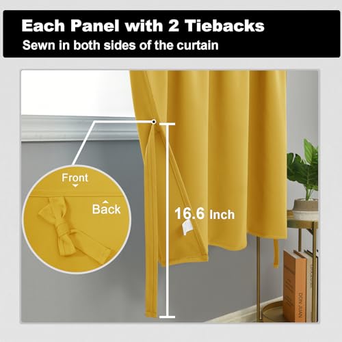 Rideaux thermiques courts DWCN jaune d'été pour petite fenêtre de salon lot de 2 - 5
