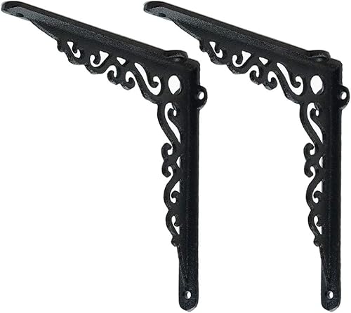 Miniatura 1 de Sungmor Soportes de estante de hierro fundido resistentes a la corrosión, resistentes a la corrosión en ángulo recto de 90 para colgar en la pared,