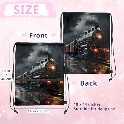 Train Night Drawstring Bag Drawstring Backpack Waterproof Smooth Sport Draw String Back Bag Gym Camping Beach Bag for Men Women2