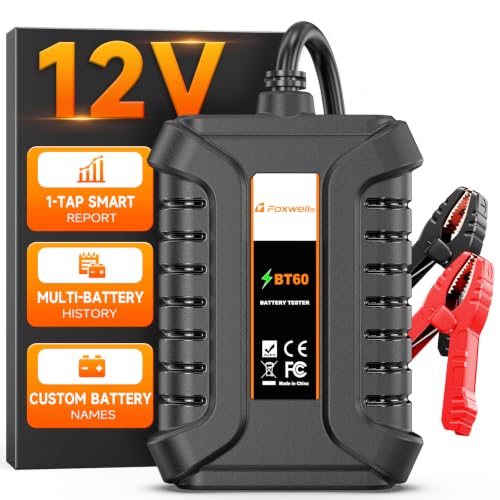 Image of FOXWELL BT60 Bluetooth Battery Tester, Upgraded BT301, 12V 100-2000CCA Car Battery Analyzer with SOH SOC, Load & Alternator Test for iPhone Android, Car RV Motorcycle Boat