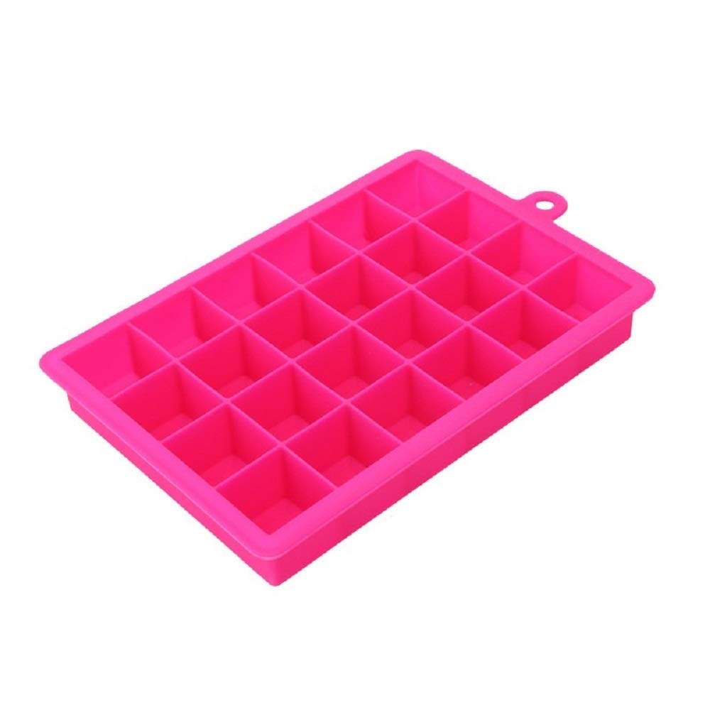 CHAOCHAO 24 Grid Ice Cube Mold Silicone Ice Cube Tray Square Ice Tray Mold Easy Release Silicone Ice Cube Maker Bar Kitchen Accessories (Color : Pink)