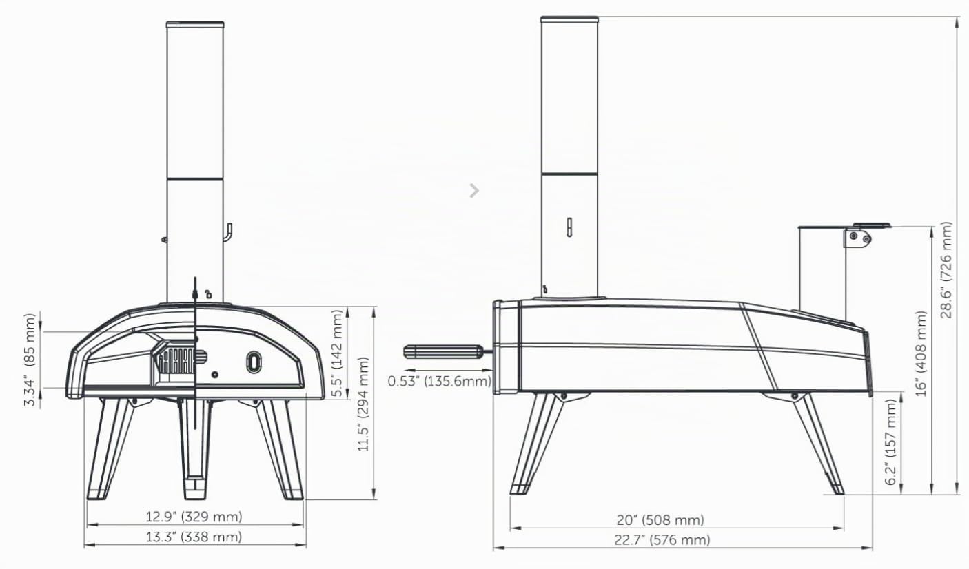 Ooni, Fyra 12 - Forno per pizza portatile da giardino con pellet di legno, forno per riscaldato, per ambienti esterni, UU-P0AD00