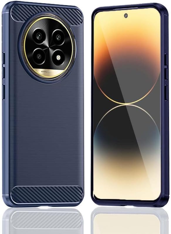Image of NPRC Hybrid Ultra Slim Protective Case TPU Non-Slip Carbon Fiber Texture Shockproof Case Cover for Realme 13 pro+ - Blue