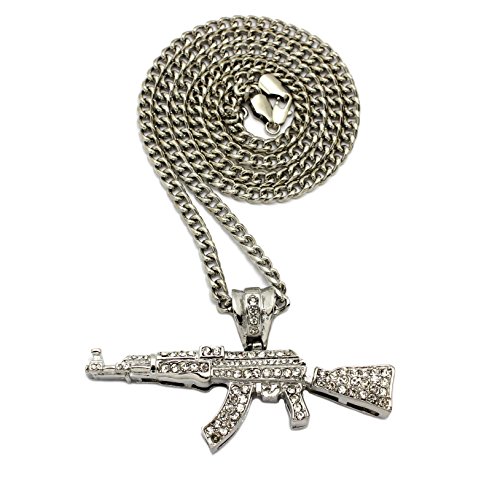 ICED OUT AK47 MACHINE GUN PENDANT & 30