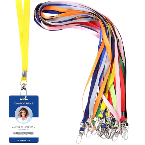 XRVRILE 30 Piezas Lanyard para Llaves de Cuello, Cinta Porta Llaves con Mosquetón para Oficina, Trabajo y Credencial, 10 Colores con bolsa de almacenamiento