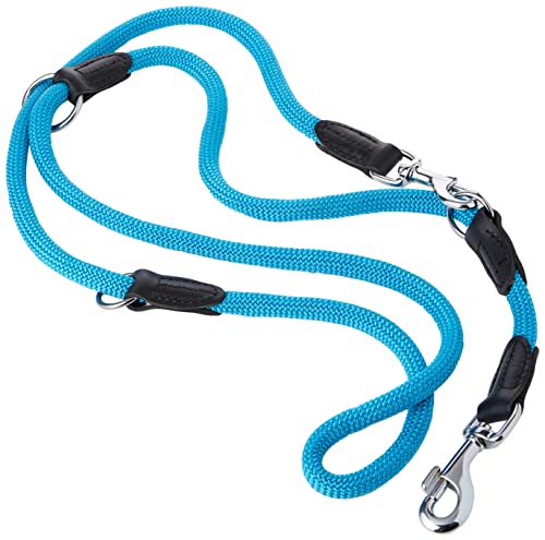 HUNTER Verstellbare Hundeführleine FREESTYLE, Farbe: petrol, robust & wetterfest, 3-fach verstellbar, Tau mit Polyamid-Kern, liegt weich in der Hand, pflegeleicht, Größe: 1,0/200