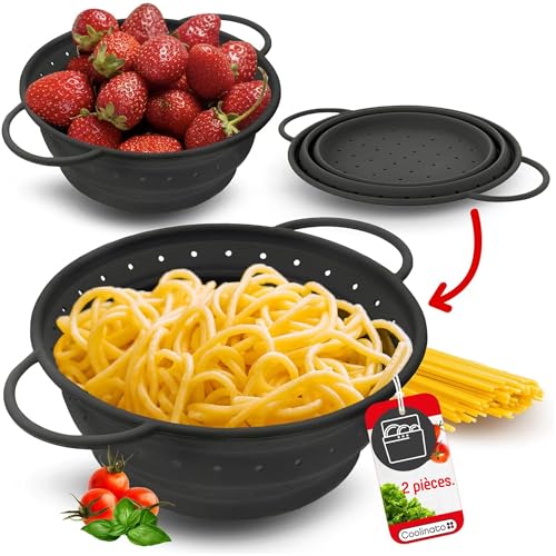 Les passoires pliables en silicone de la marque Coolinato
