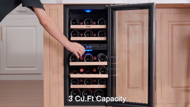 Image of Yeego 15 Inch Dual Zone Wine Fridge, 28 Bottle Wine Cooler with Left-Hinged