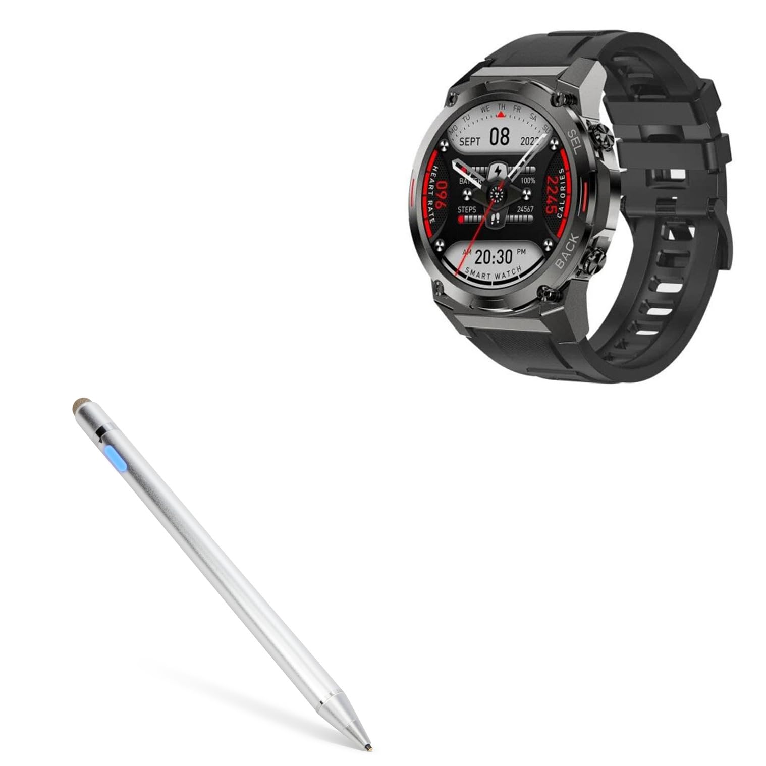 BoxWave Stylus Pen Compatible with Oukitel BT50 - AccuPoint Active Stylus, Electronic Stylus with Ultra Fine Tip - Metallic Silver