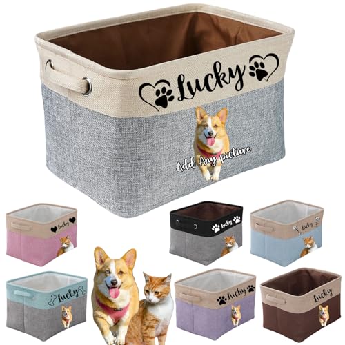JPHCHSC Cesta Plegable para Perro Nombre Personalizado de Mascota, caja de almacenaje para organizar comida, juguetes y accesorios de mascotas (Type A)