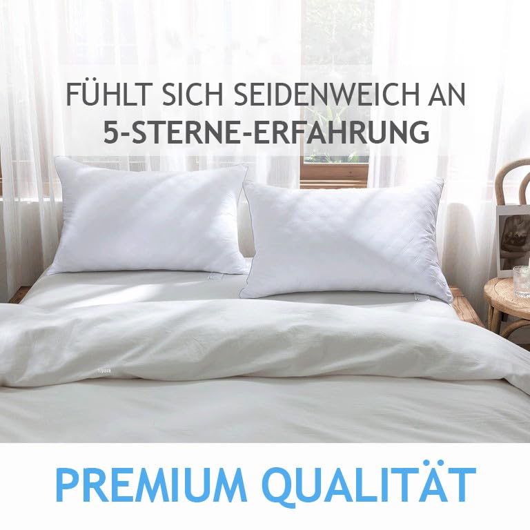 SORMAG® Set van 2 hoofdkussens 40 x 80 cm voor zijslapers, Queen Size kussen, verkoelend hotelkwaliteit hoofdkussen - om te slapen, alternatieve vulling, luxueus, zacht, ondersteunend pluche kussen