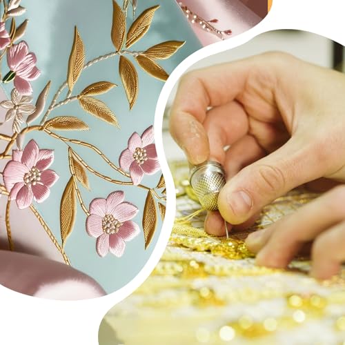 Image of Metallic Embroidery Floss, 6 Skeins Glitter Silver & Gold Embroidery-Thread Set, Embroidery Floss Set, Gold Thread for Crafts, Polyester Sewing Embroidery-Floss Cross Stitch Thread Bracelets Threads